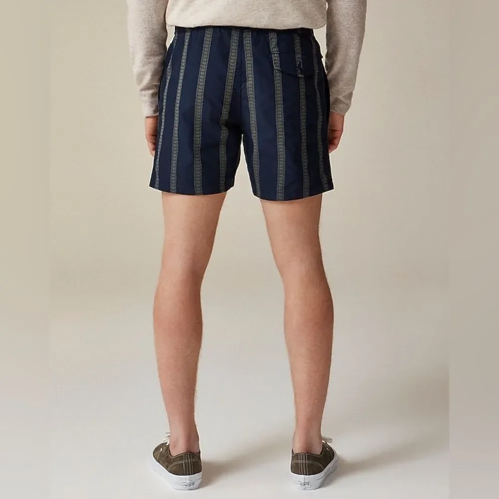 J Crew NWT Men’s 6” Swim Trunk Size Small Cotton Nylon Blend in Dobby Stripe
